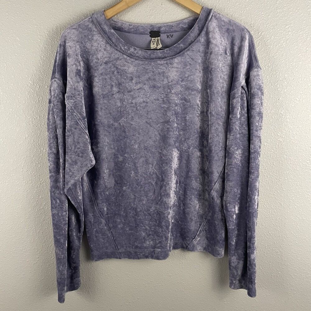 We The Free Womens XS Lilac Purple Milan Crushed Velvet Oversized Pleat Sleeve